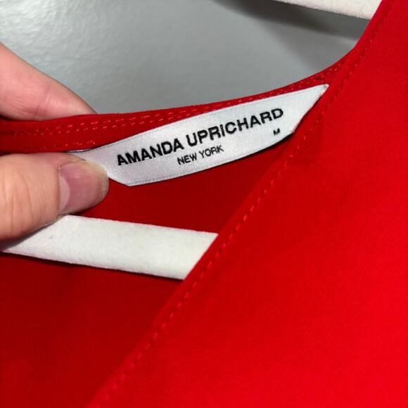Amanda Uprichard Red Puff Sleeve Twist Front Mini Dress – Size Medium - Picture 12 of 15